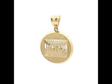 10K Yellow Gold Mens Last Supper Religious Charm Pendant