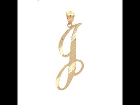 10K Yellow Gold Unisex Diamond-Cut Initial J Charm Pendant