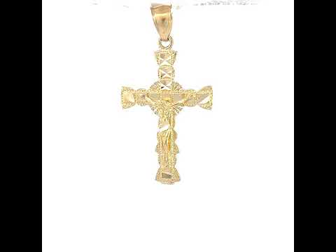 10K Yellow Gold Womens Crucifix Cross Religious Charm Pendant
