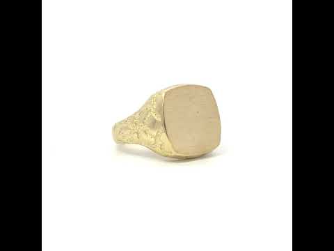 10K Yellow Gold Mens Square Head Signet Ring