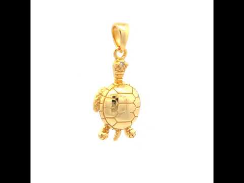 925 Sterling Silver Yellow-tone Unisex Cubic-Zirconia Turtle Ocean Pendant