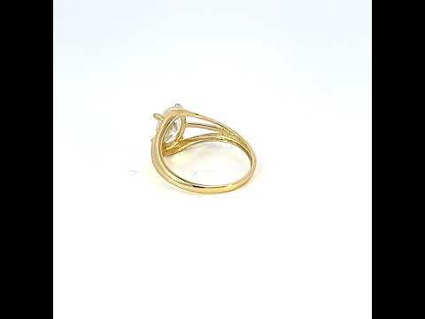 10K Yellow Gold Baby Oval Cubic-Zirconia Engagement Ring