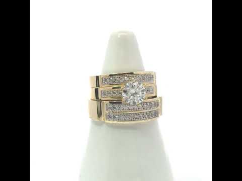 10K Two-tone Gold Cubic-Zirconia His & Hers Trio Ring Set