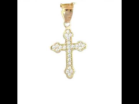 10K Yellow Gold Womens Cubic-Zirconia Cross Religious Charm Pendant