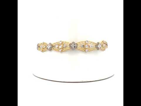 10K Two-Tone Gold Womens Link Bracelet Size 8 Inches