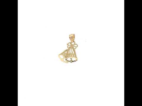 10K Yellow Gold Diamond-Cut Womens Bells Luck Charm Pendant