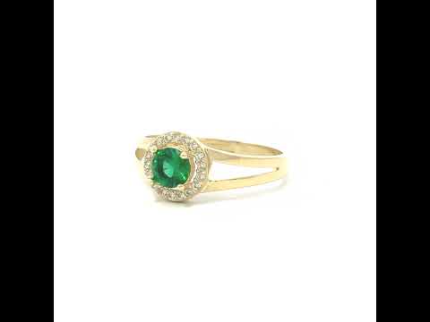 10K Yellow Gold Womens White Green Cubic-Zirconia Fashion Birthstone Ring