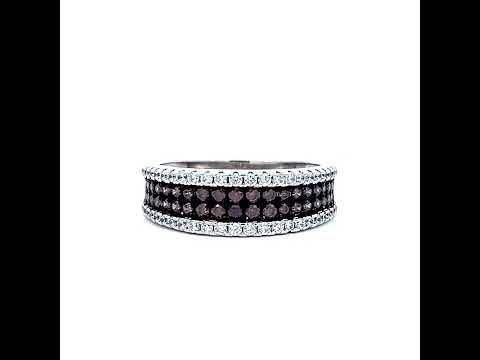 925 Sterling Silver Mens White Brown Cubic-Zirconia 4 Rows Wedding Band Ring Size 10