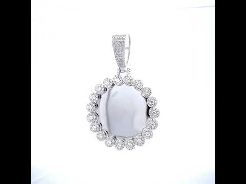 925 Sterling Silver Mens 3.67ct Moissanite Circle Picture Frame Pendant