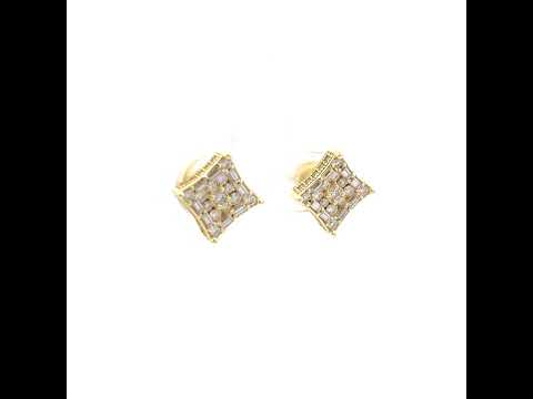 925 Sterling Silver Yellow-Tone Unisex Round Baguette 0.68ct, 0.44ct Moissanite Square Fashion Stud Earrings