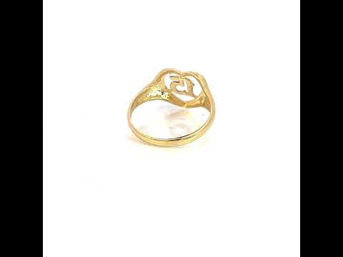 10K Two-Tone Gold Womens Dc Textured 15 Anos Heart Band Ring
