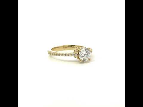 10K Yellow Gold Womens Cubic-Zirconia Engagement Ring