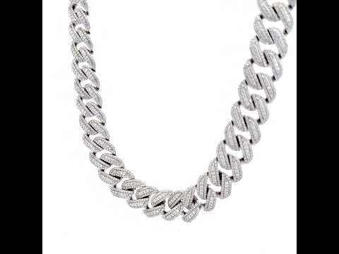 925 Sterling Silver 18.20ct Moissanite Miami Cuban Chain Bracelet 14mm 8.5 Inches