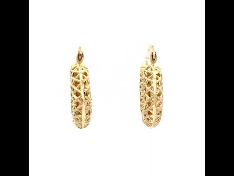10K Yellow Gold Womens Hollow Round Hoop Earrings