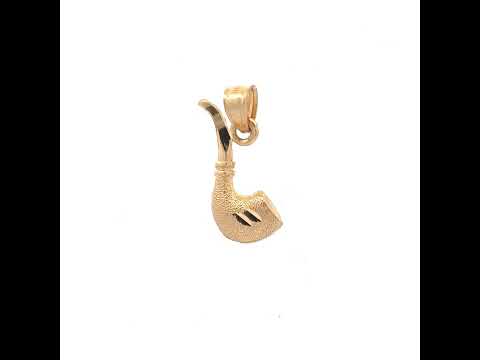10K Yellow Gold Textured Mens Smoking Pipe Tools Charm Pendant