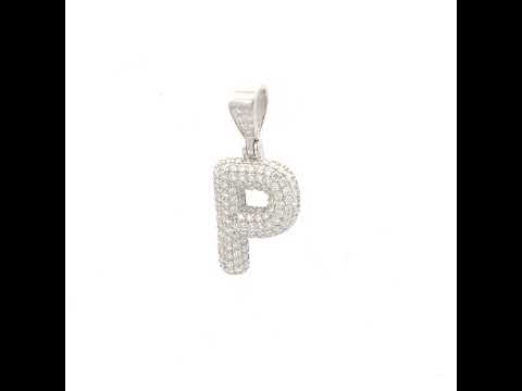 925 Sterling Silver 0.90ct Moissanite Initial Alphabet P Charm Pendant