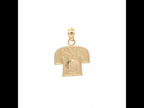10K Yellow Gold Mens Soccer Shirt Sports Charm Pendant