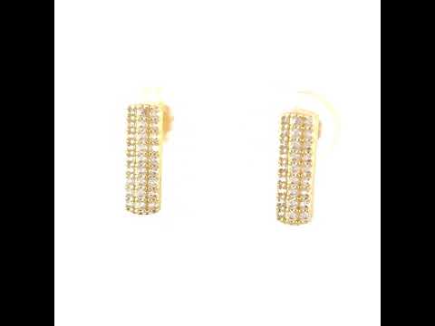 10K Yellow Gold Womens Cubic-Zirconia Elongated Bar Fashion Stud Earrings