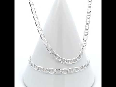 925 Sterling Silver Solid Pave Classic Mariner Chain 4mm-8