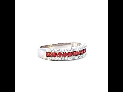 925 Sterling Silver Womens Red White Cubic-Zirconia Fashion Ring Size 7