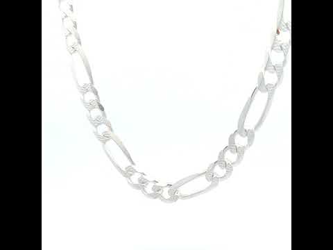 925 Silver Solid Pave Classic Figaro 8.0mm-16"