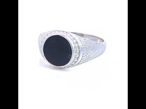 925 Sterling Silver Mens Black Enameled Round Head Fashion Ring Size 7