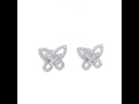 925 Sterling Silver Womens Cubic-Zirconia Butterfly Stud Earrings