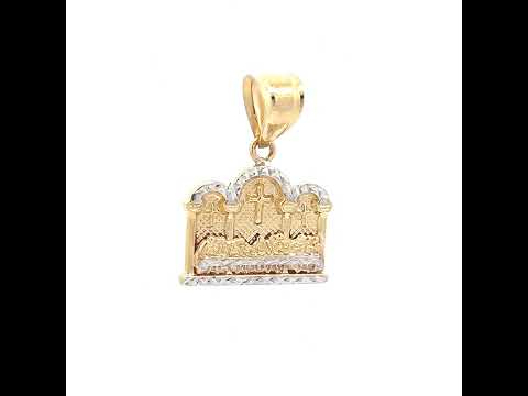 10K Gold Two-Tone Diamond-Cut Mens Last Supper Religious Charm Pendant