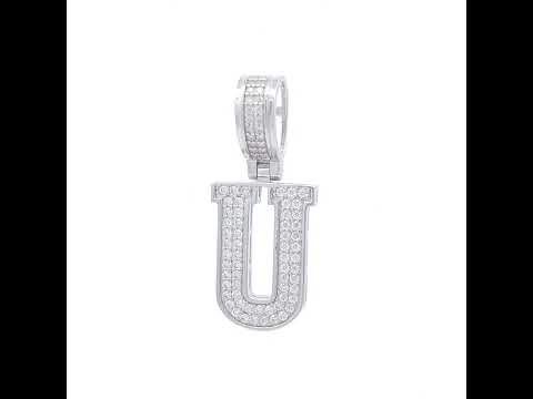 925 Sterling Silver Unisex 0.61ct Moissanite Initial Alphabet U Charm Pendant
