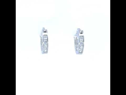925 Sterling Silver Womens Cubic-Zirconia Inside-Out 3mm-12 Hoop Earrings