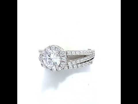 925 Sterling Silver Womens Cubic-Zirconia Halo Duo Ring Set Size 9