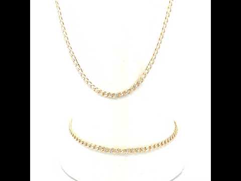 925 Silver Solid Super Flat Cuban Chain Two-tone 2.8mm-14