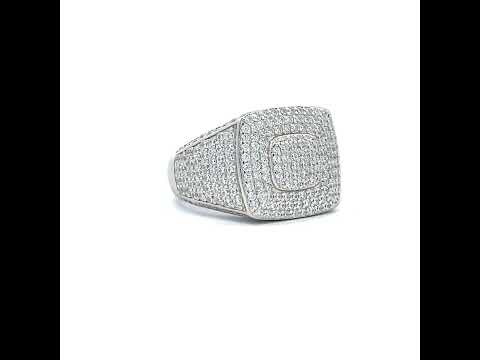 925 Sterling Silver Mens 3.49ct Moissanite Square Head Fashion Ring