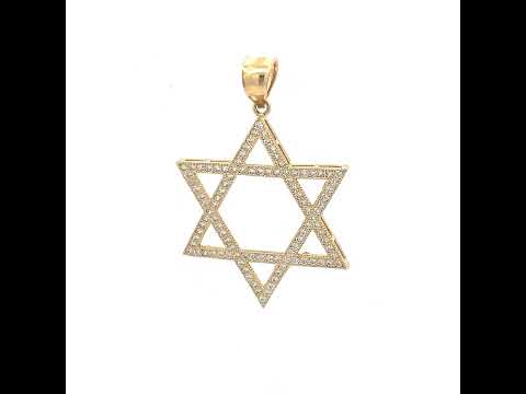 10K Two-Tone Gold Mens Cubic Zirconia Cubic-Zirconia Star Of David Charm Pendant