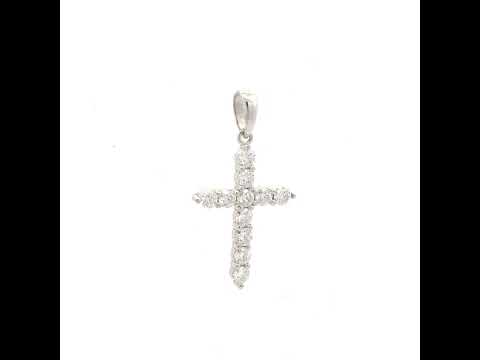 925 Sterling Silver Womens 0.59ct Moissanite Cross Religious Pendant