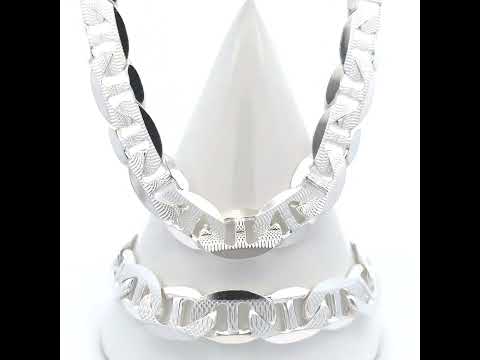 925 Sterling Silver Solid Pave Classic Mariner Chain 11mm-28