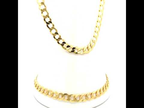 925 Silver Solid Super Flat Cuban Chain Yellow 6mm-16
