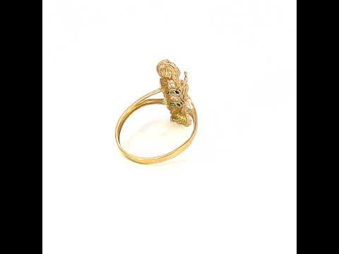 10K Yellow Gold Womens Green White Cubic-Zirconia St. Jude Saints Religious Ring