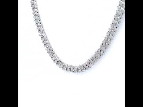 925 Sterling Silver Moissanite Square Cuban Chain Necklace 8mm