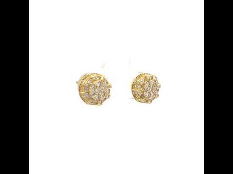 925 Sterling Silver Yellow-Tone Womens Round 0.89ct Moissanite Round Fashion Stud Earrings