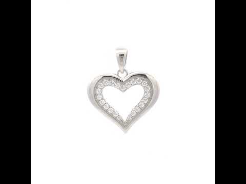 925 Sterling Silver Womens Cubic-Zirconia Heart Pendant