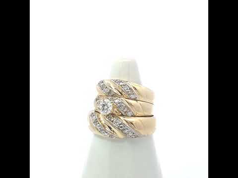 10K Two-tone Gold His & Hers Cubic-Zirconia Trio Ring Set
