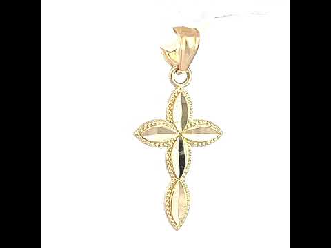 10K Yellow Gold Unisex Passion Cross Religious Charm Pendant