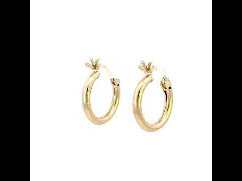 10K Yellow Gold Womens Ultra Light Round Tube 2mmx12mm Hinged Hoops Huggies