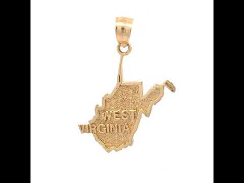 10K Yellow Gold Mens West Virginia State Charm Pendant