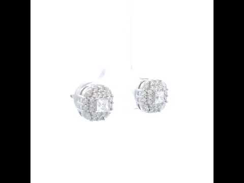 925 Sterling Silver Womens Round Marquise/Princess-cut 0.35ct, 0.93ct Moissanite Square Fashion Stud Earrings