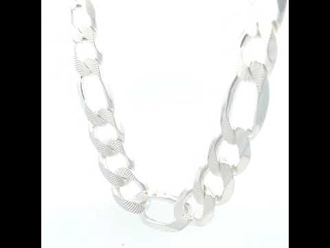 925 Silver Solid Pave Classic Figaro 14.0mm-22"