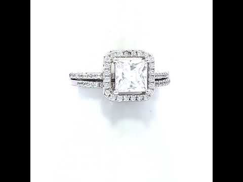 925 Sterling Silver Womens Round Princess-Cut Cubic-Zirconia Octagon Head Duo Ring Set Size 10