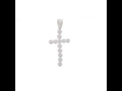 925 Sterling Silver Men Cubic-Zirconia Cross Religious Charm Pendant