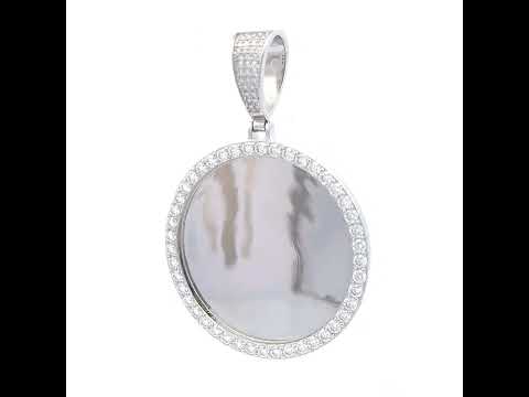 925 Sterling Silver Unisex Round 4.90ct Moissanite Memory Picture Frame Charm Pendant